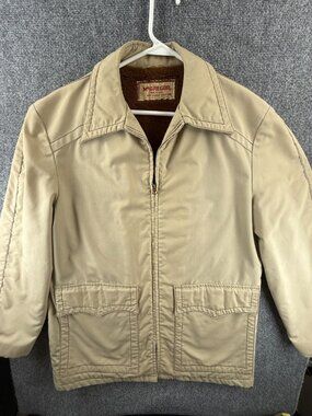VTG Mcgregor USA Sherpa Lined Harrington Jacket Beige Size 40 Men 70s Talon Zip